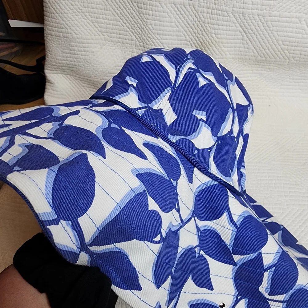 Kate Spade wide brim sun‎ hat blue white. - Picture 8 of 10